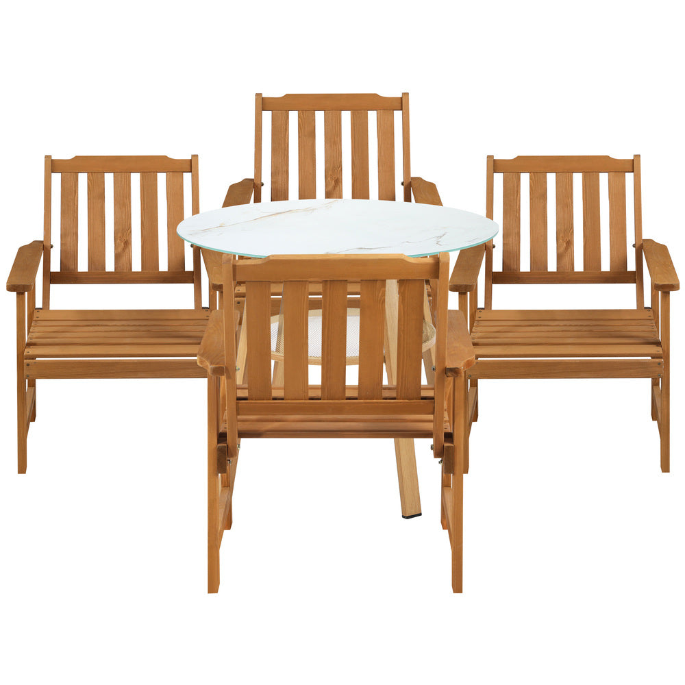 Livsip 5PC Outdoor Dining Set Solid Wood Chair and Table