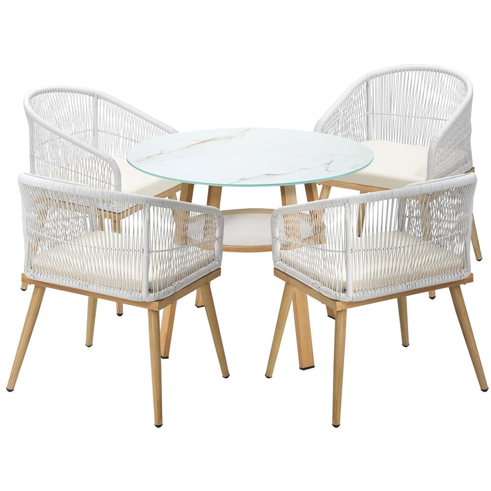 Livsip 5 Piece Outdoor Dining Set Table Lounge Chairs
