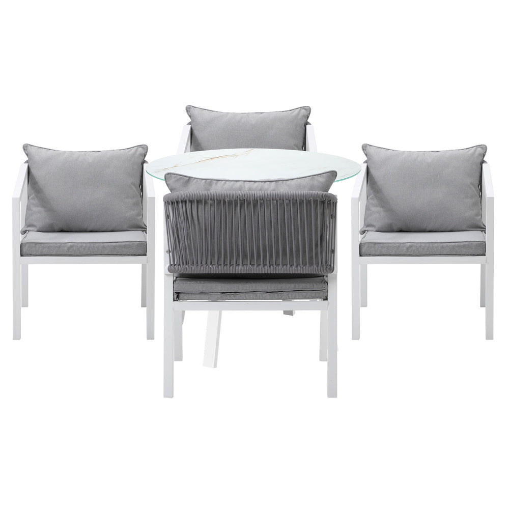 Livsip Outdoor Dining Setting Lounge Chair Bistro Set 5PCS White