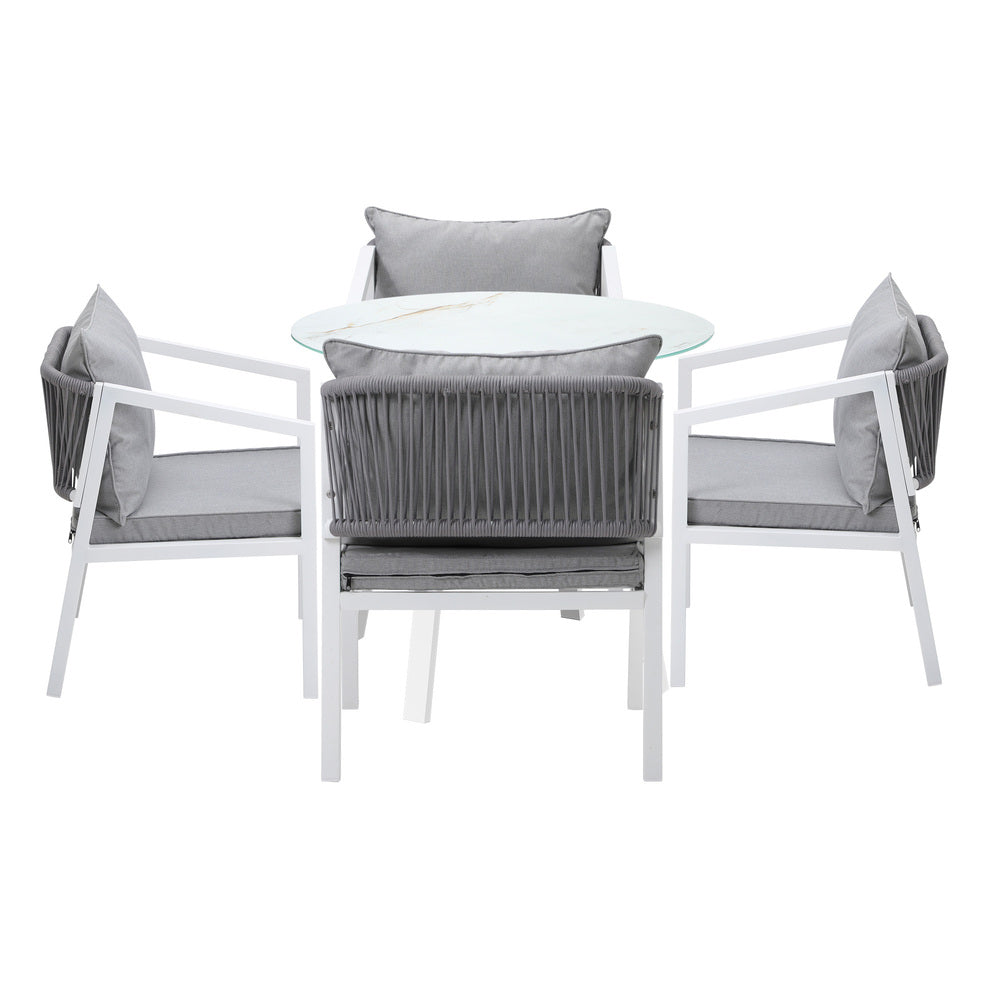 Livsip Outdoor Dining Setting Lounge Chair Bistro Set 5PCS White