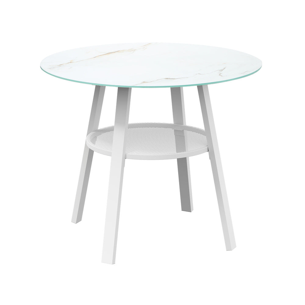 Livsip Outdoor Dining Set 5PCS Marble Table Rattan Chair