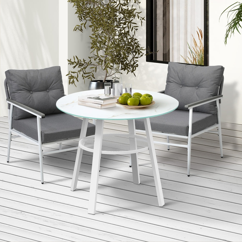 Livsip Outdoor Dining Setting 2 Seater Tempered Glass Table