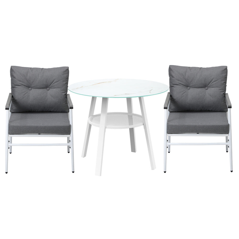 Livsip Outdoor Dining Setting 2 Seater Tempered Glass Table