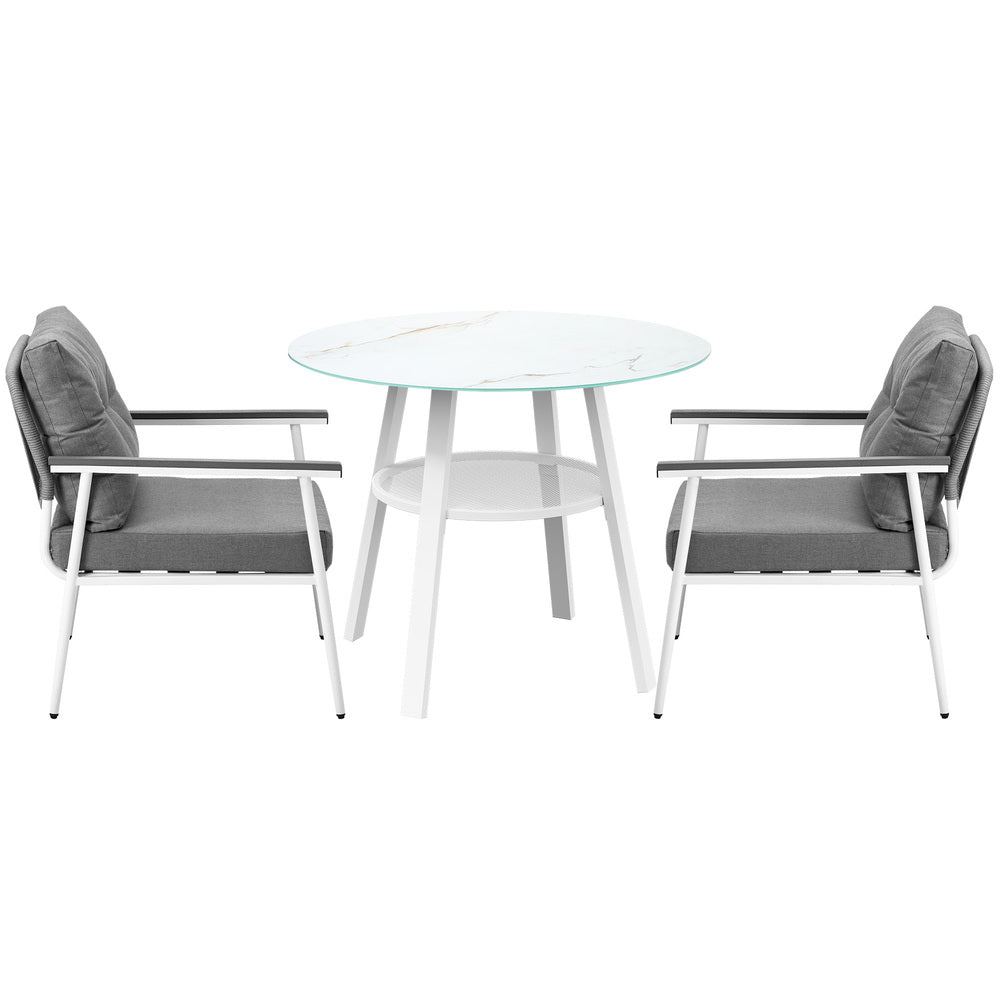 Livsip Outdoor Dining Setting 2 Seater Tempered Glass Table