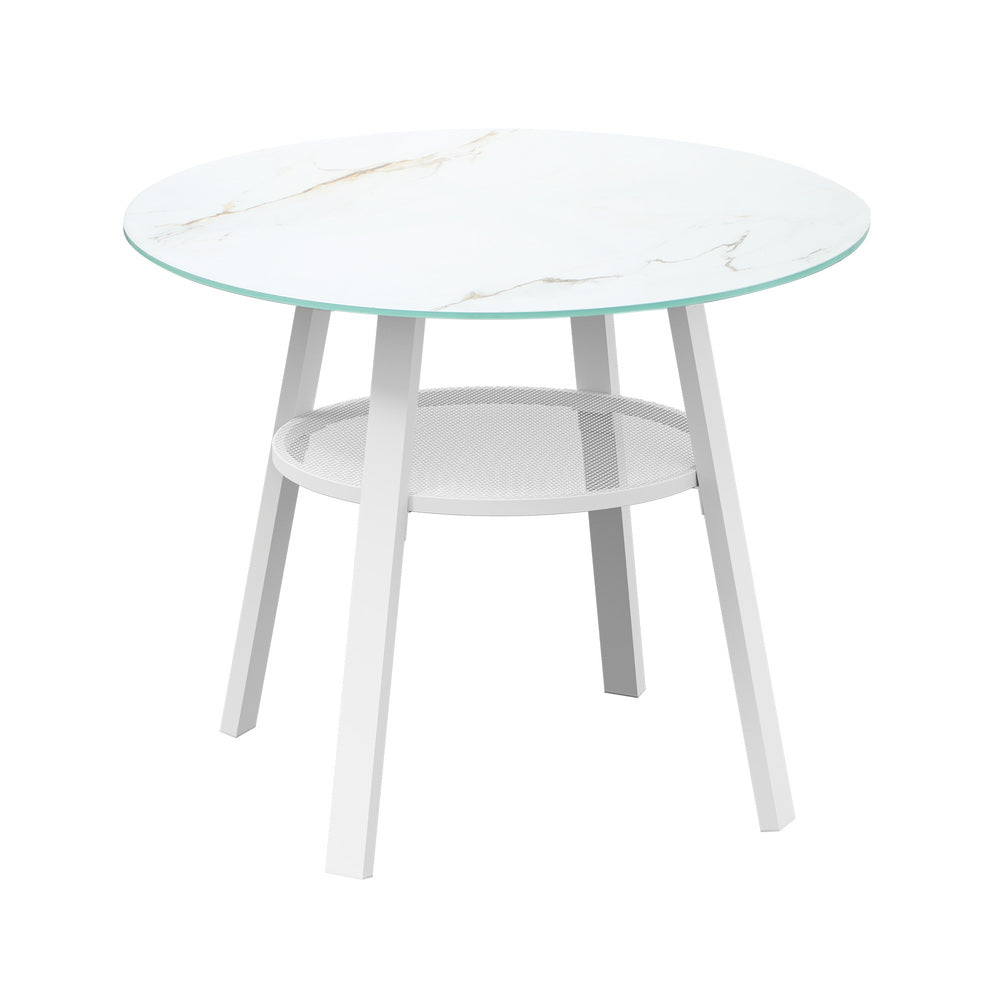 Livsip Outdoor Dining Setting 2 Seater Tempered Glass Table
