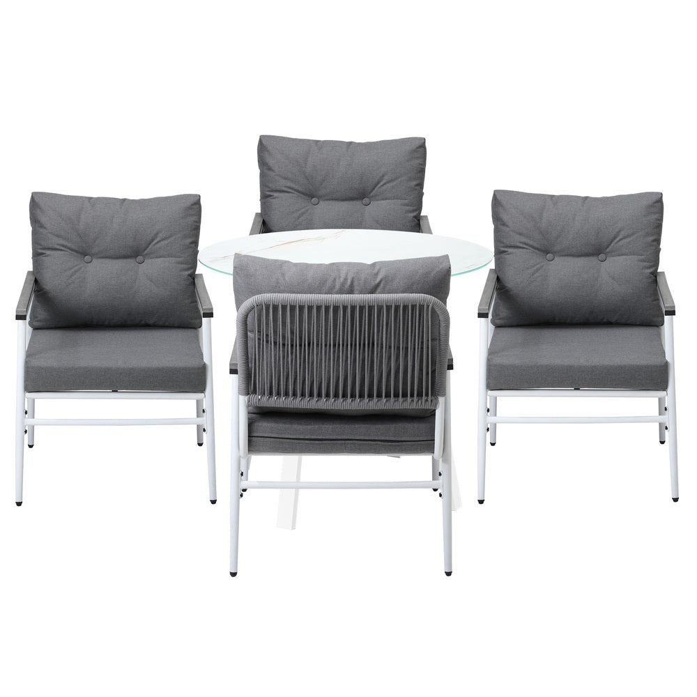 Livsip Outdoor Dining Setting 4 Seater Tempered Glass Table