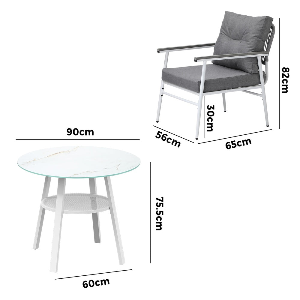 Livsip Outdoor Dining Setting 4 Seater Tempered Glass Table