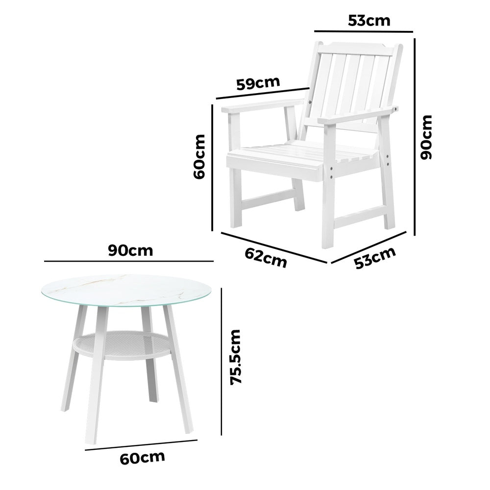 Livsip 3PCS Outdoor Dining Setting Solid Wood Chair