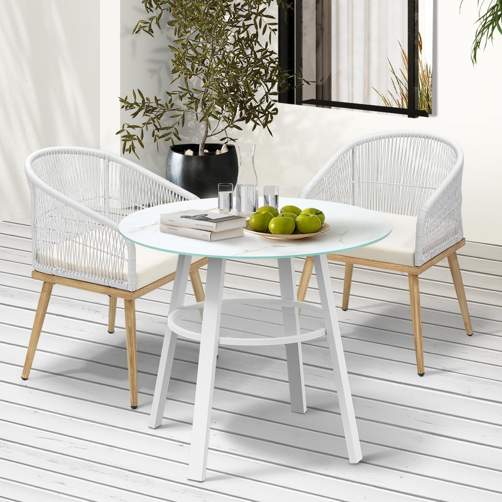 Livsip 3PCS Outdoor Dining Setting Table w/Storage Shelf