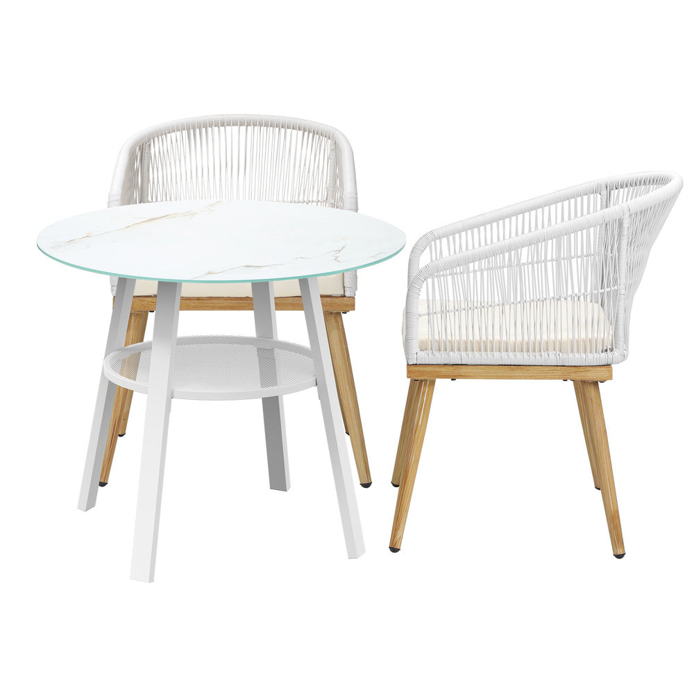 Livsip 3PCS Outdoor Dining Setting Table w/Storage Shelf