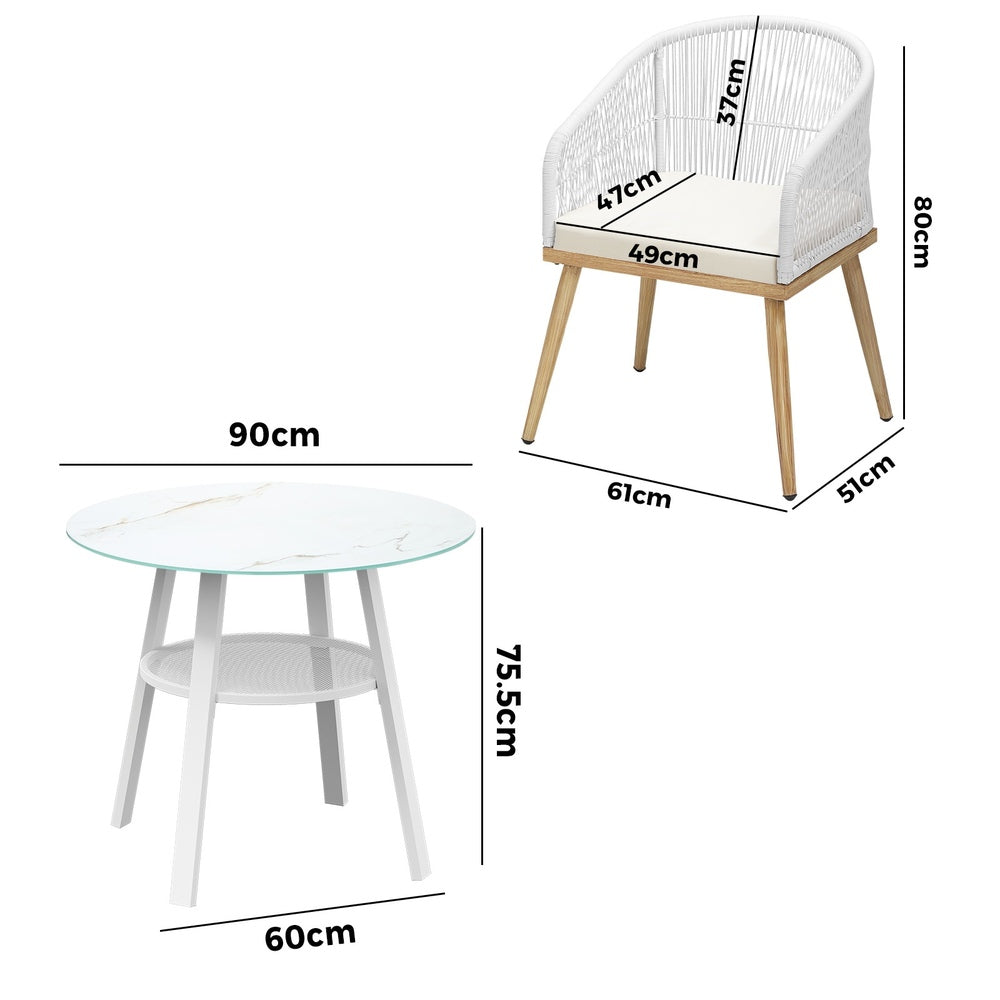 Livsip 3PCS Outdoor Dining Setting Table w/Storage Shelf
