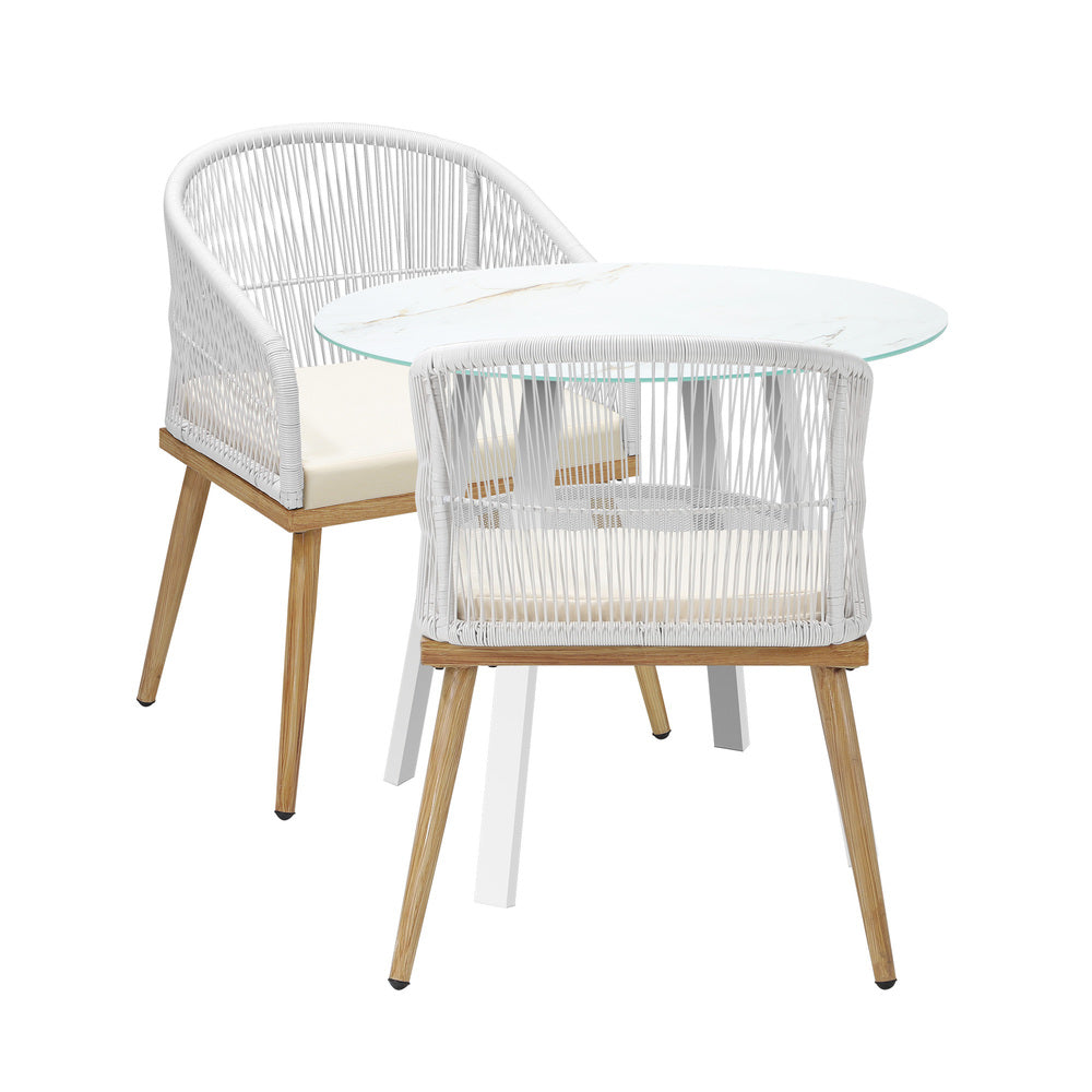 Livsip 3PCS Outdoor Dining Setting Table w/Storage Shelf
