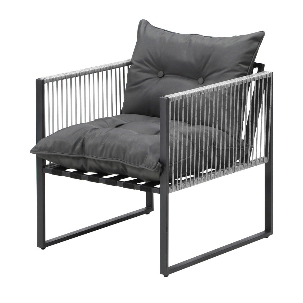 Livsip 3PCS Outdoor Dining Set Round Table and Chairs with Cushions