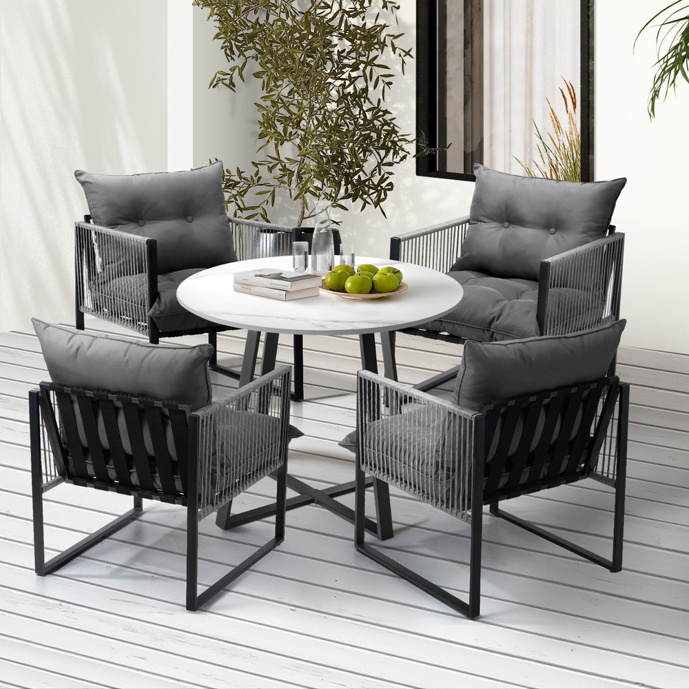 Livsip 5PCS Outdoor Dining Set Round Table and Chairs with Cushions