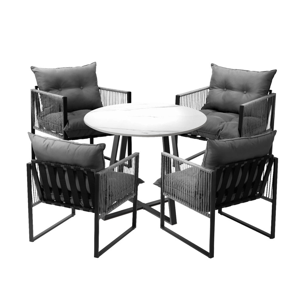 Livsip 5PCS Outdoor Dining Set Round Table and Chairs with Cushions
