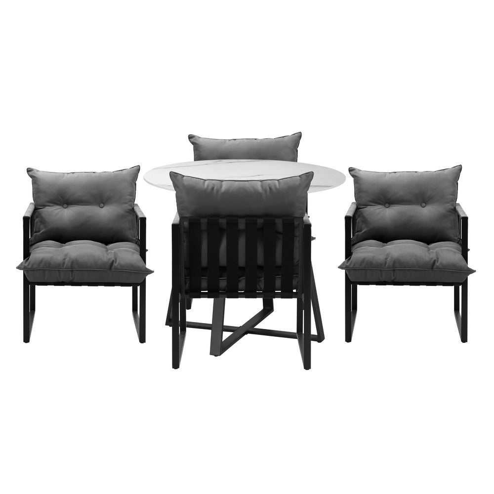 Livsip 5PCS Outdoor Dining Set Round Table and Chairs with Cushions