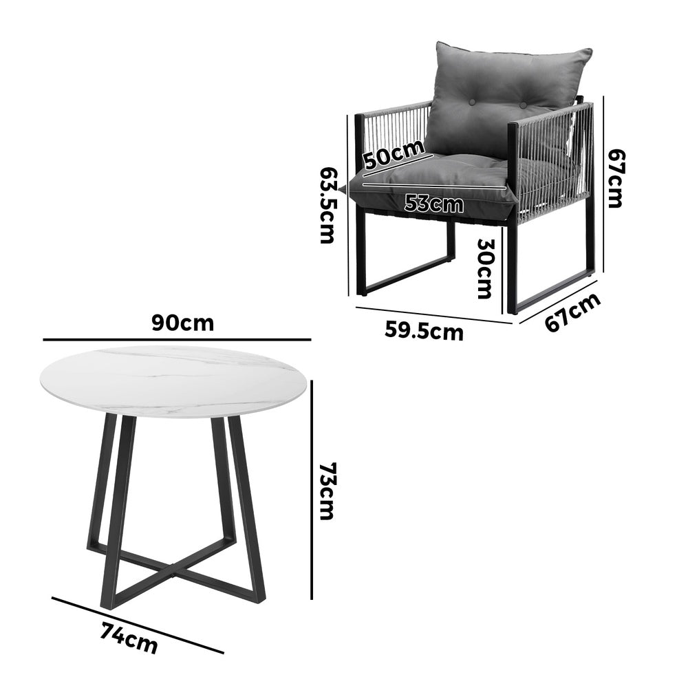 Livsip 5PCS Outdoor Dining Set Round Table and Chairs with Cushions