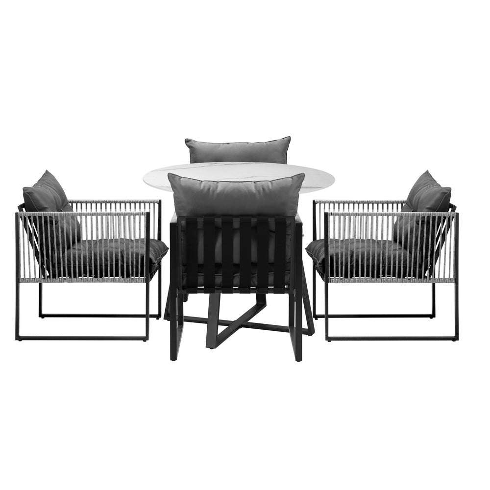 Livsip 5PCS Outdoor Dining Set Round Table and Chairs with Cushions