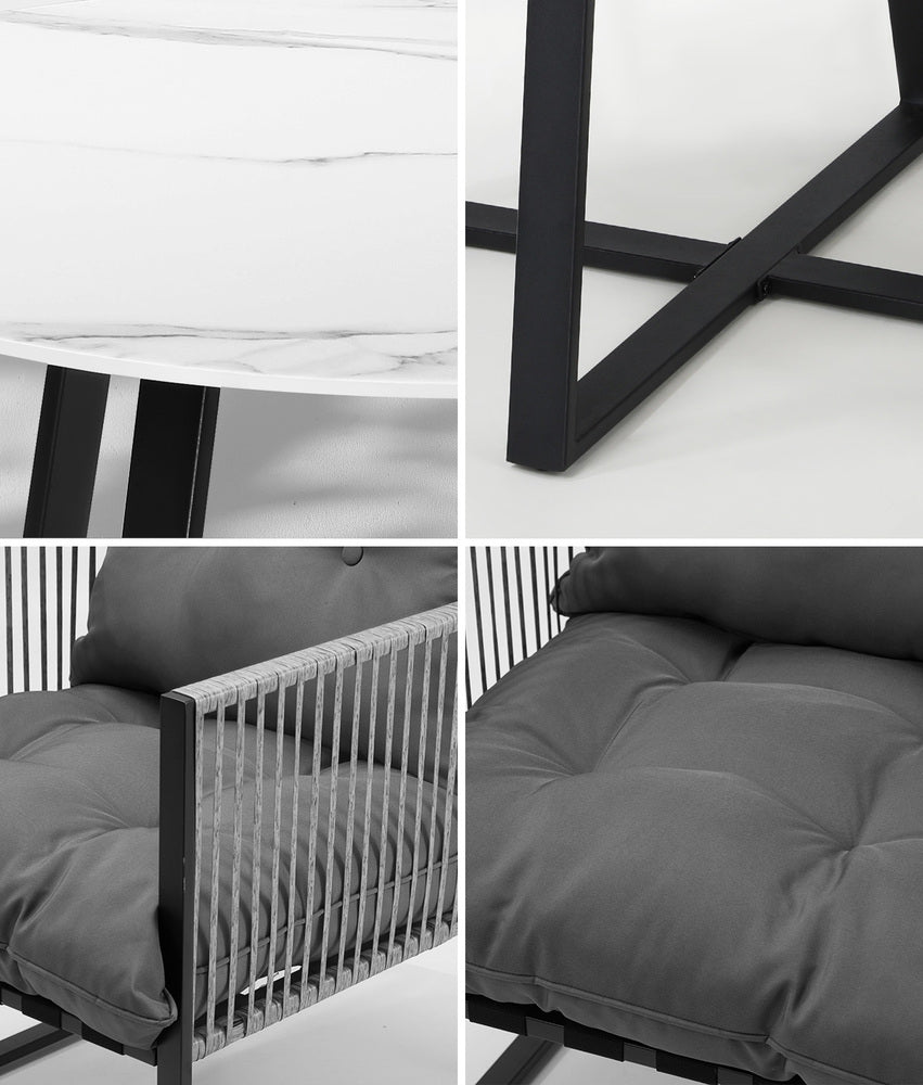 Livsip 5PCS Outdoor Dining Set Round Table and Chairs with Cushions