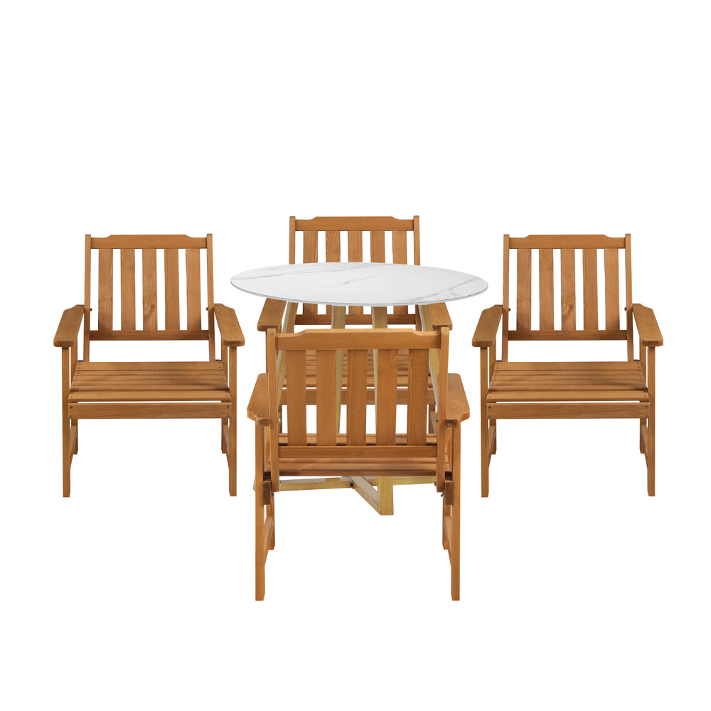 Livsip Outdoor Patio Set Solid Wood Chair&Table 5PC