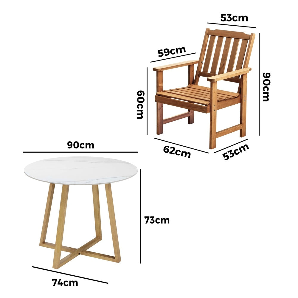 Livsip Outdoor Patio Set Solid Wood Chair&Table 5PC