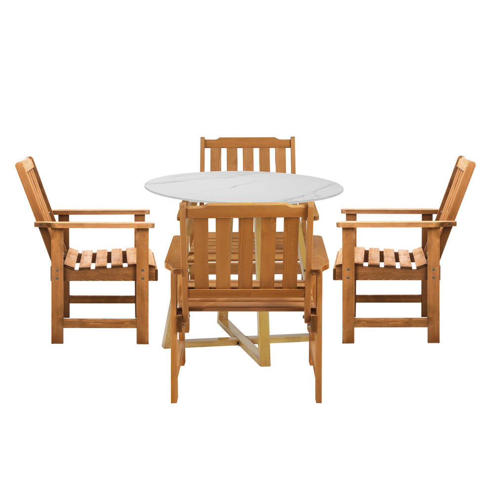 Livsip Outdoor Patio Set Solid Wood Chair&Table 5PC