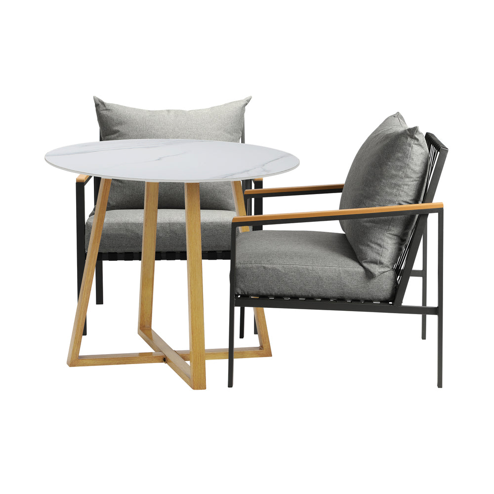Livsip 3PCS Outdoor Dining Set Sintered Stone Table&Sofa Chairs