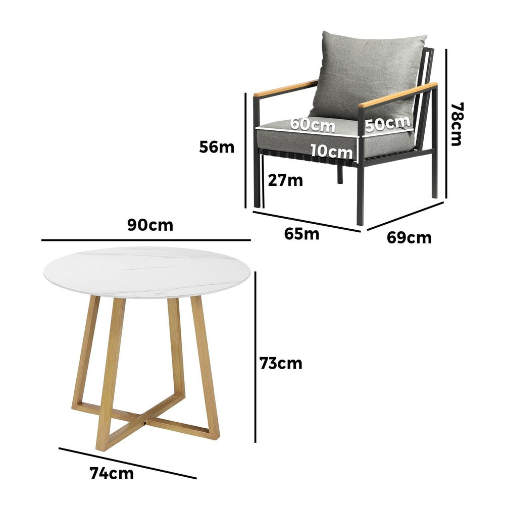 Livsip 5PCS Outdoor Dining Set Sintered Stone Table&Sofa Chairs