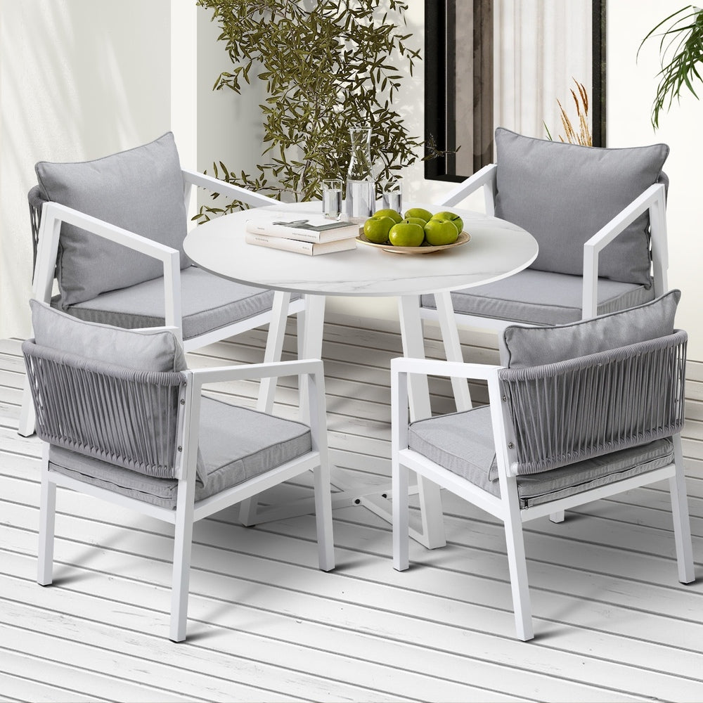 Livsip Outdoor Dining Set Bistro Setting 5PCS White