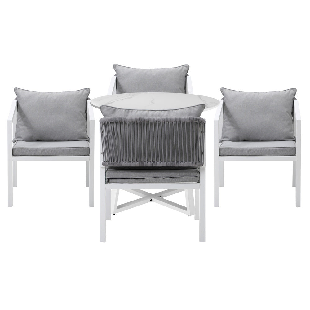 Livsip Outdoor Dining Set Bistro Setting 5PCS White