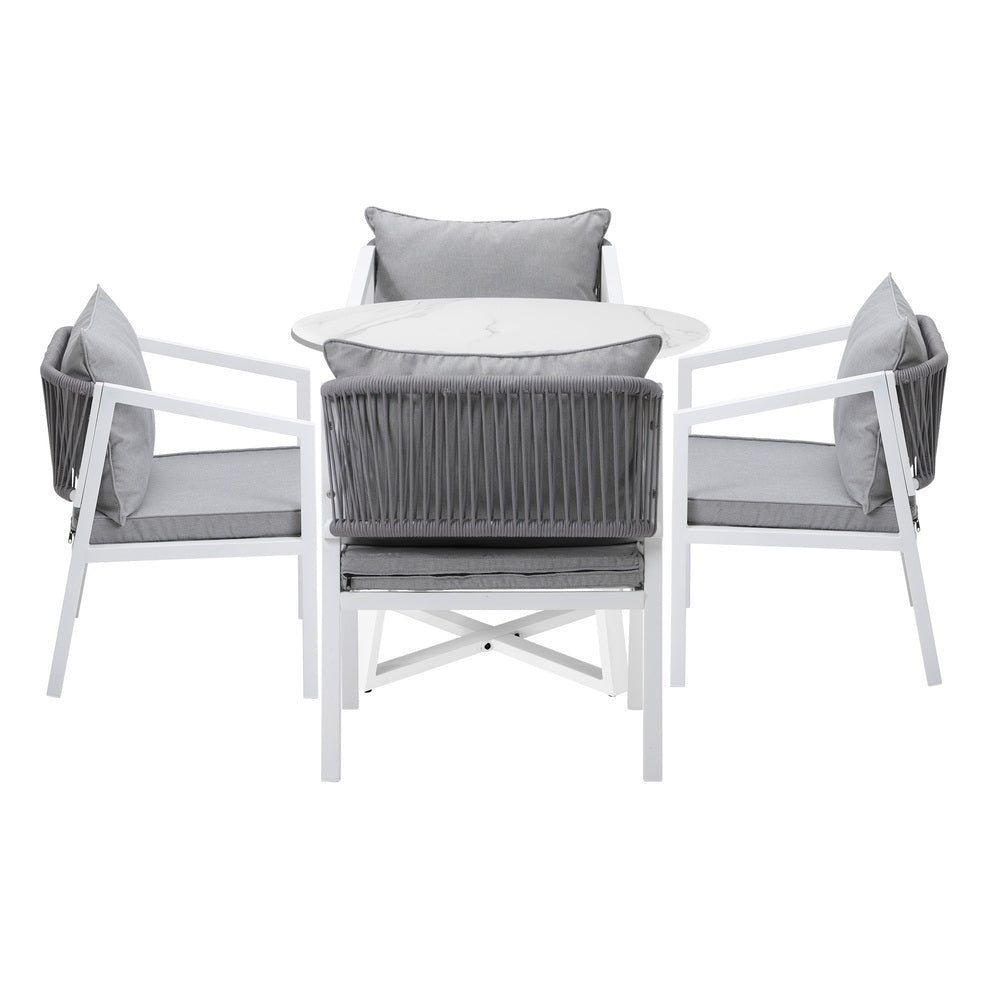 Livsip Outdoor Dining Set Bistro Setting 5PCS White