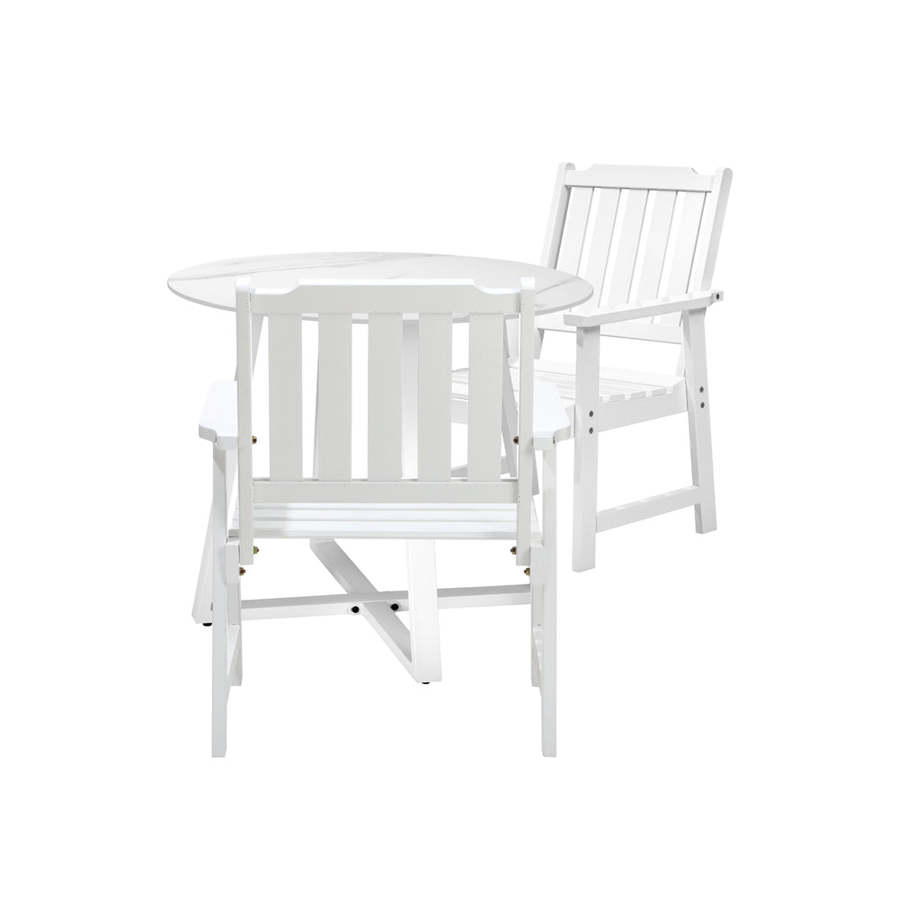 Livsip 3PCS Outdoor Dining Set Table&Solid Wood Chair