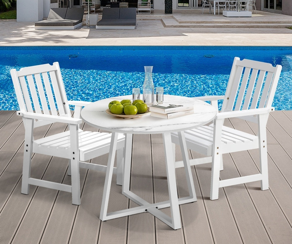 Livsip 3PCS Outdoor Dining Set Table&Solid Wood Chair
