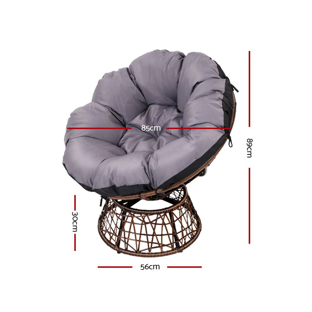 Gardeon Outdoor Chairs Outdoor Furniture Papasan Chair Wicker Patio Garden Brown
