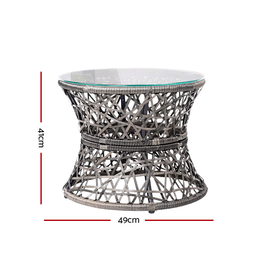 Gardeon Outdoor Lounge Setting Papasan Chair Wicker Table Garden Furniture Grey