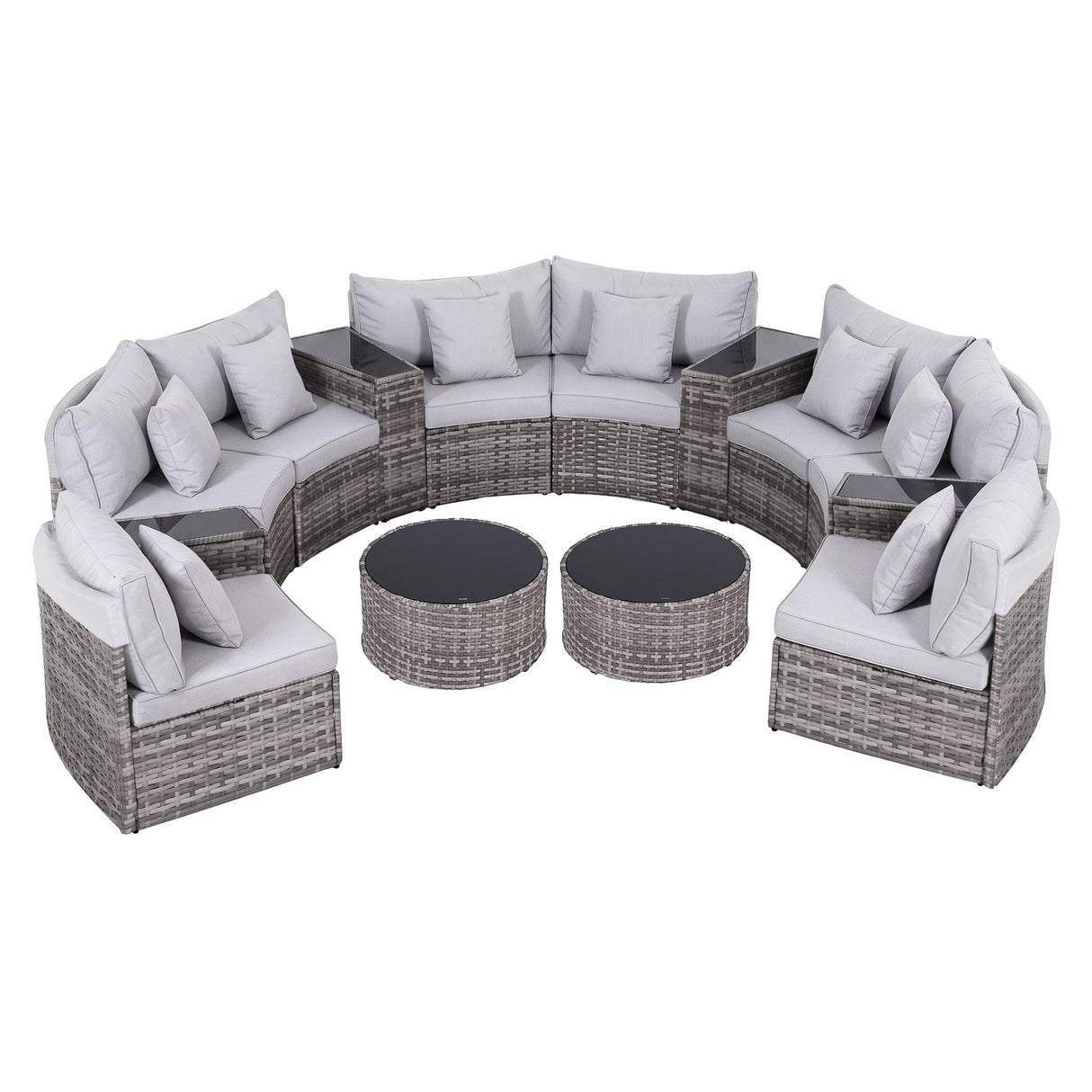 Gardeon 8 Seater Outdoor Sofa Set 14PCS Table Chair Set Rattan Patio Furniture