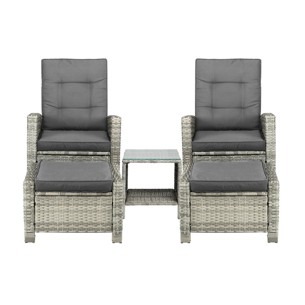 Livsip Recliner Chair Wicker Lounge 5PCS Set