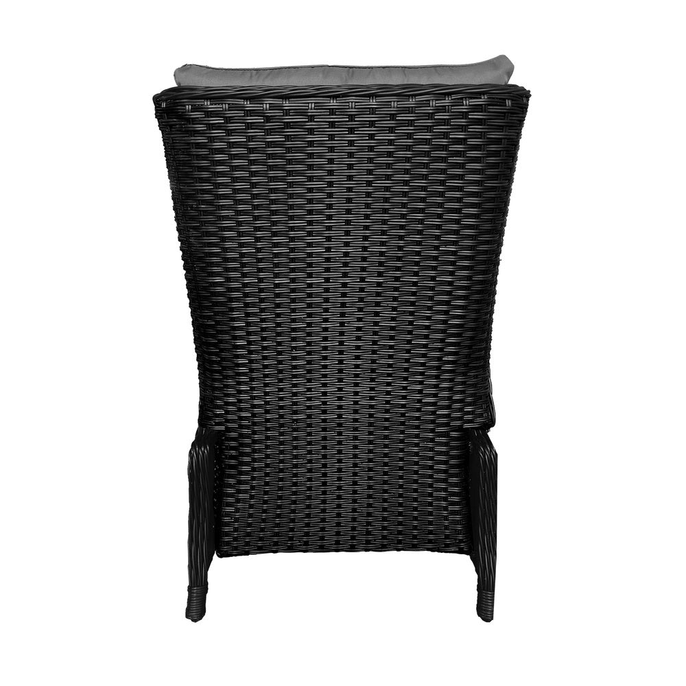 Livsip Sun Lounge Wicker Recliner 2 Pieces Black