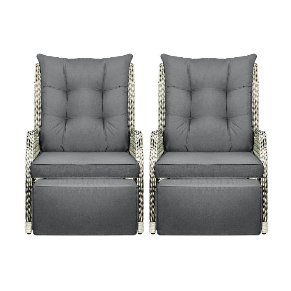 Livsip Recliner Chairs Wicker Sun lounge Grey X2