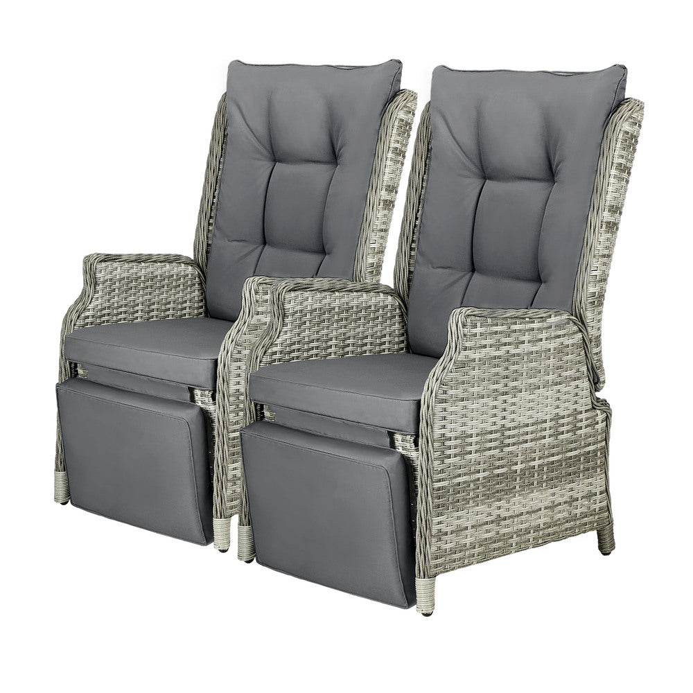 Livsip Recliner Chairs Wicker Sun lounge Grey X2