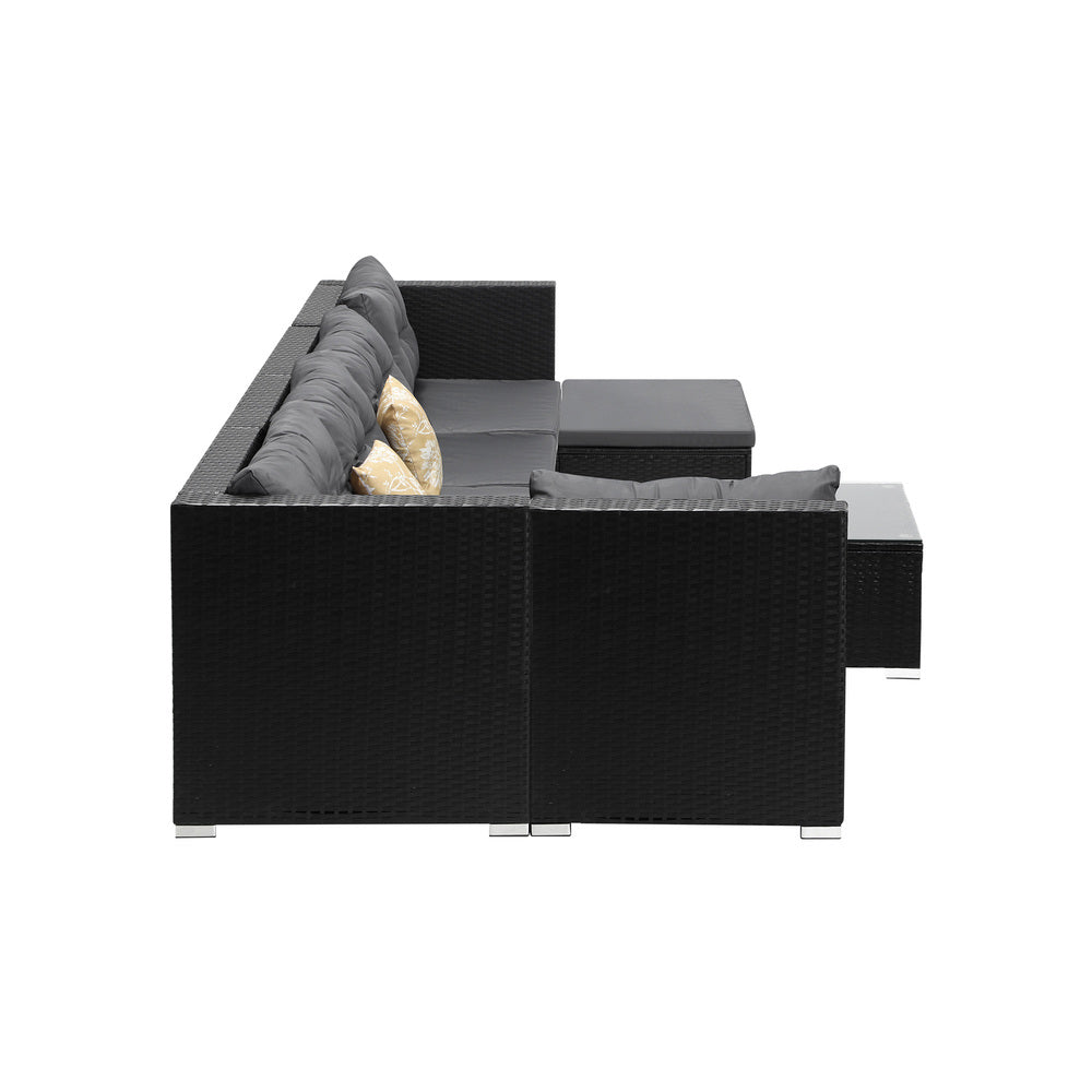 Livsip Outdoor Lounge Setting 7pc Wicker Sofa Set Rattan