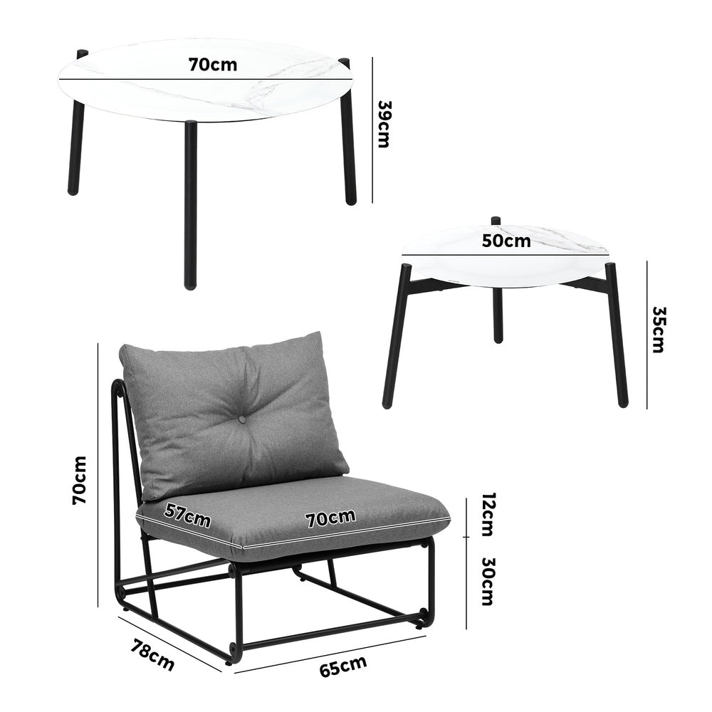 Livsip 8PCS Outdoor Sofa Set 2-in-1 Coffee Table with Chairs Grey