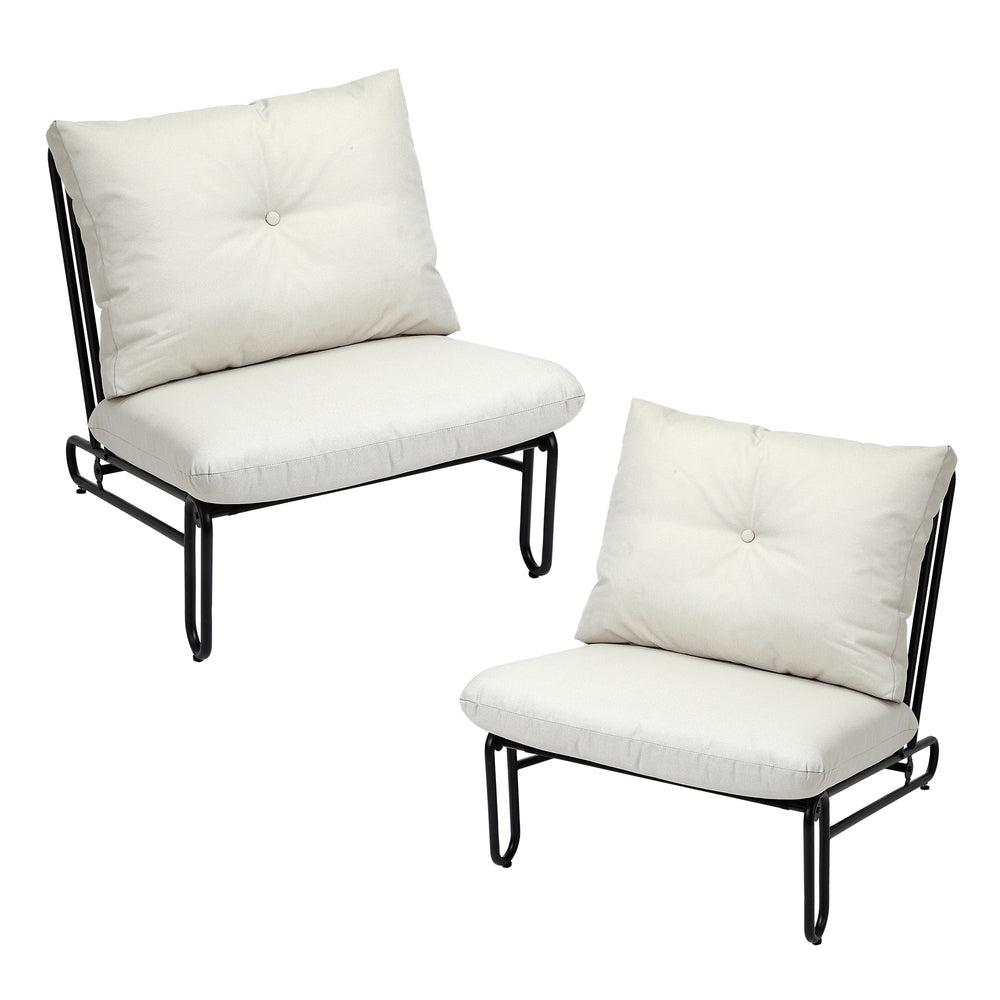 Livsip 2PC Outdoor Lounge Chairs Patio Sofa with Cushions Beige