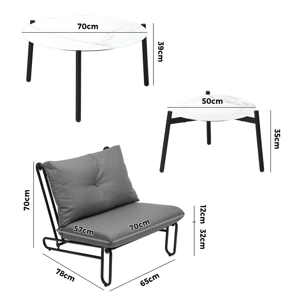 Livsip 6PCS Outdoor Sofa Set 2-in-1 Coffee Table with Chairs Grey