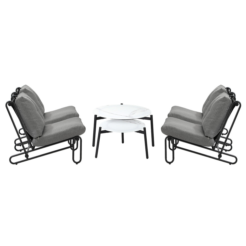 Livsip 6PCS Outdoor Sofa Set 2-in-1 Coffee Table with Chairs Grey