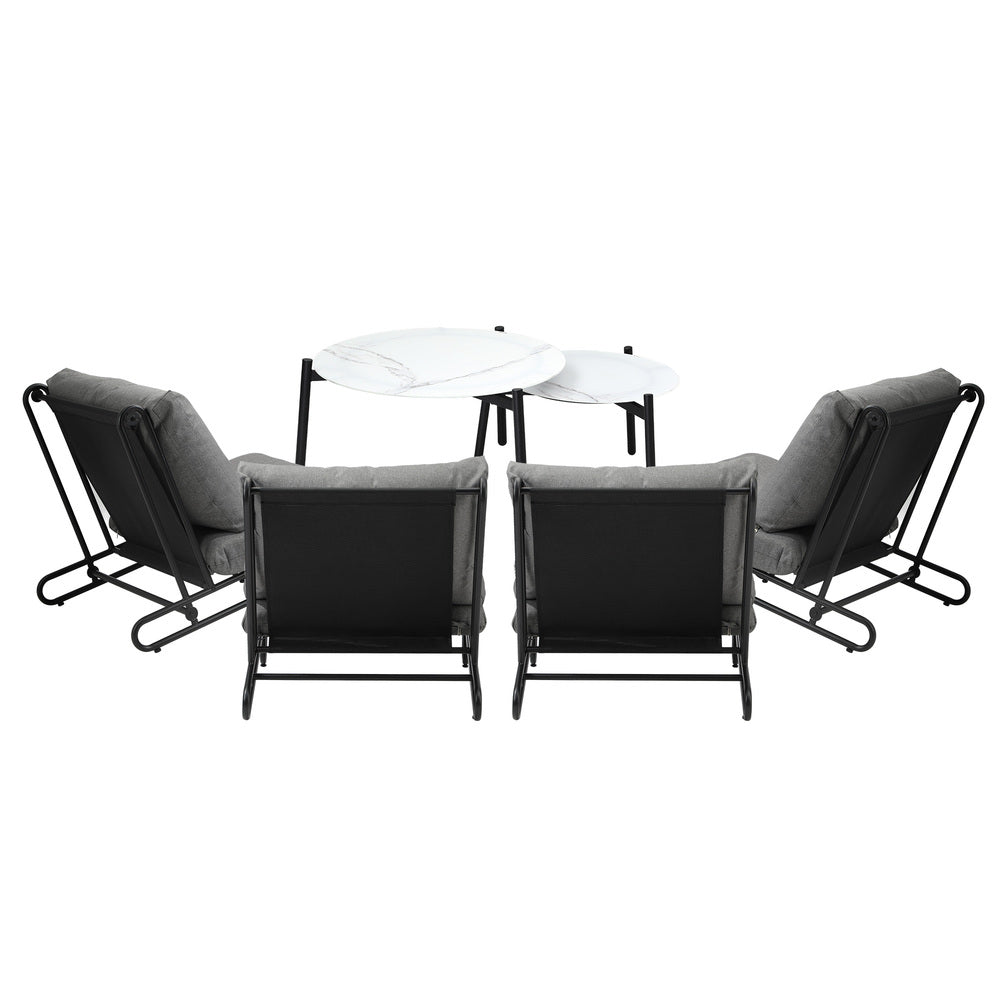 Livsip 6PCS Outdoor Sofa Set 2-in-1 Coffee Table with Chairs Grey