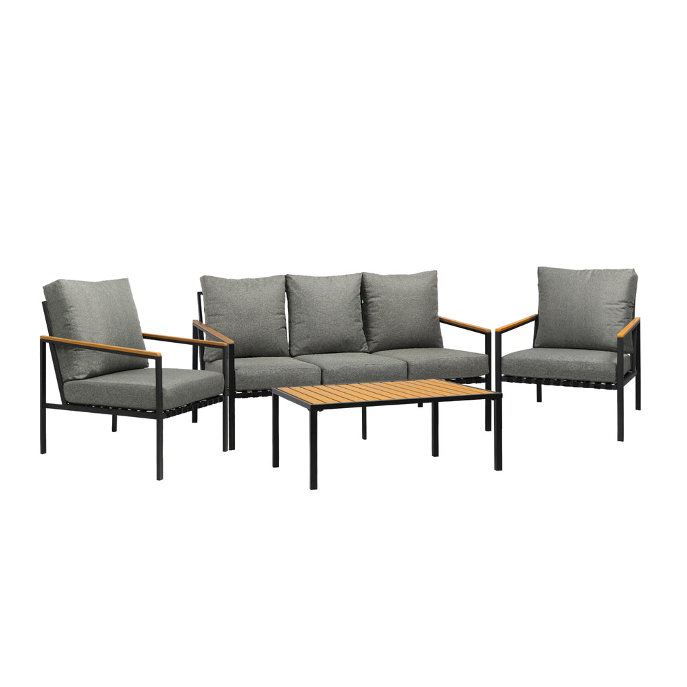 Livsip Outdoor Patio Set Table and Chairs with Cushion Black