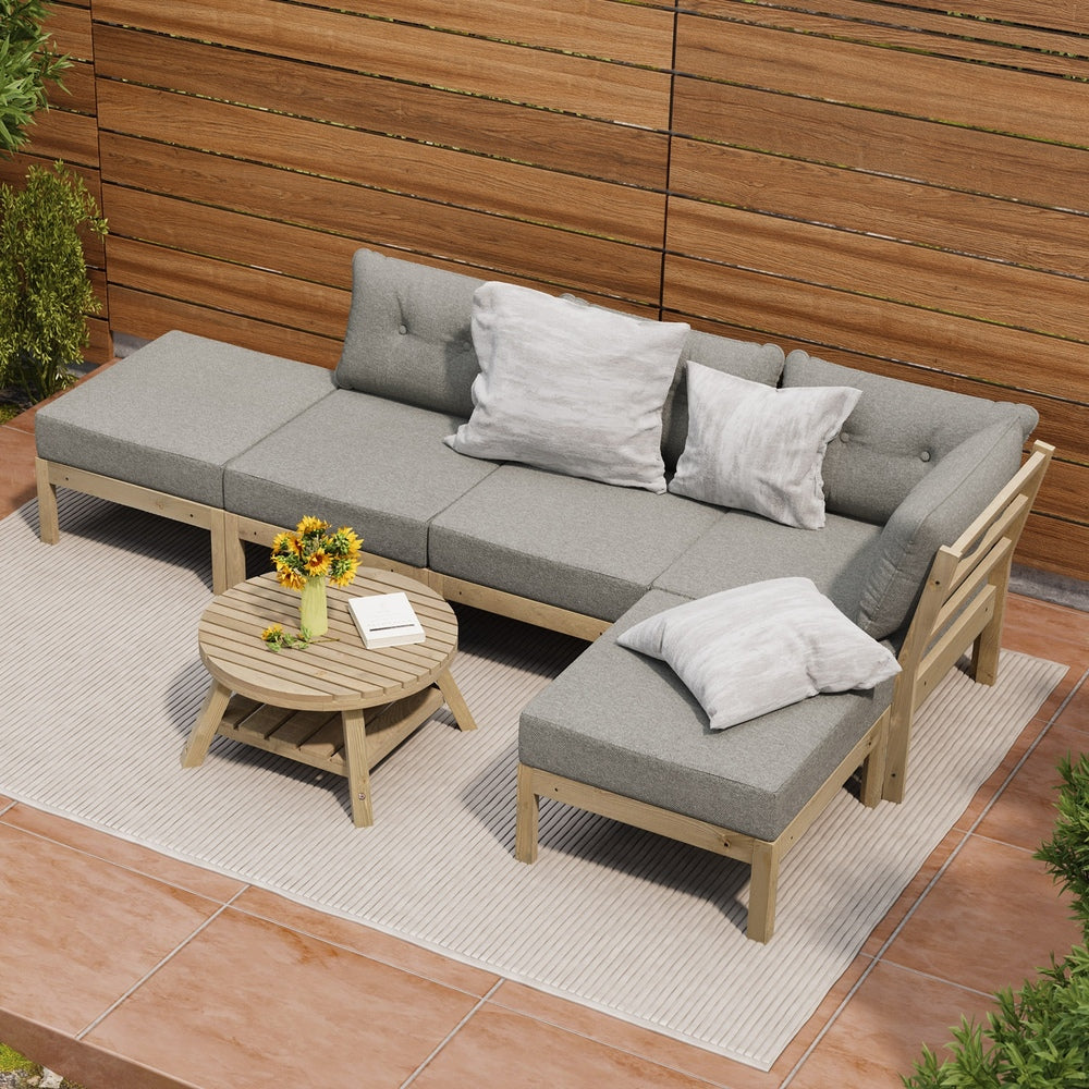 Livsip Outdoor Lounge Sofa Set 7 Piece Garden Furniture