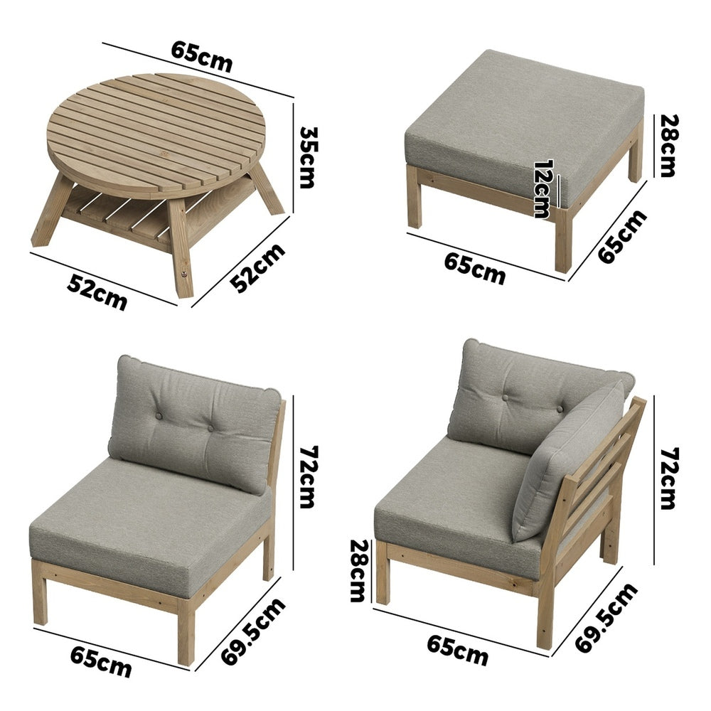 Livsip Outdoor Lounge Sofa Set 7 Piece Garden Furniture