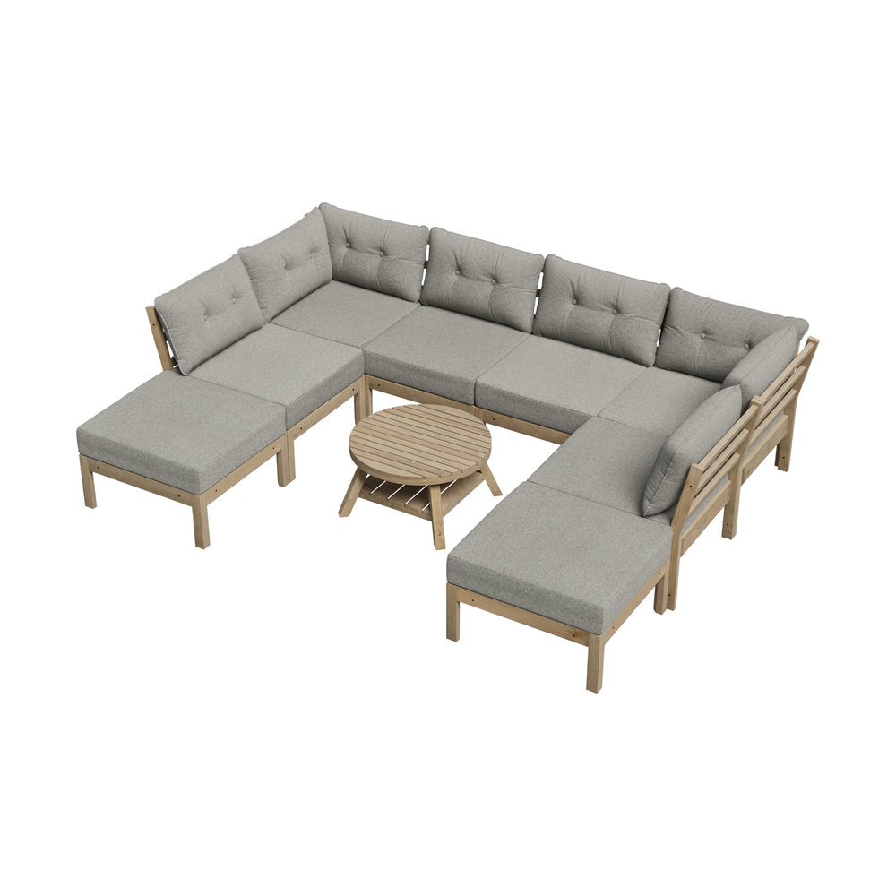 Livsip 9PCS Outdoor Sofa Set Lounge Setting Patio Furniture Beige